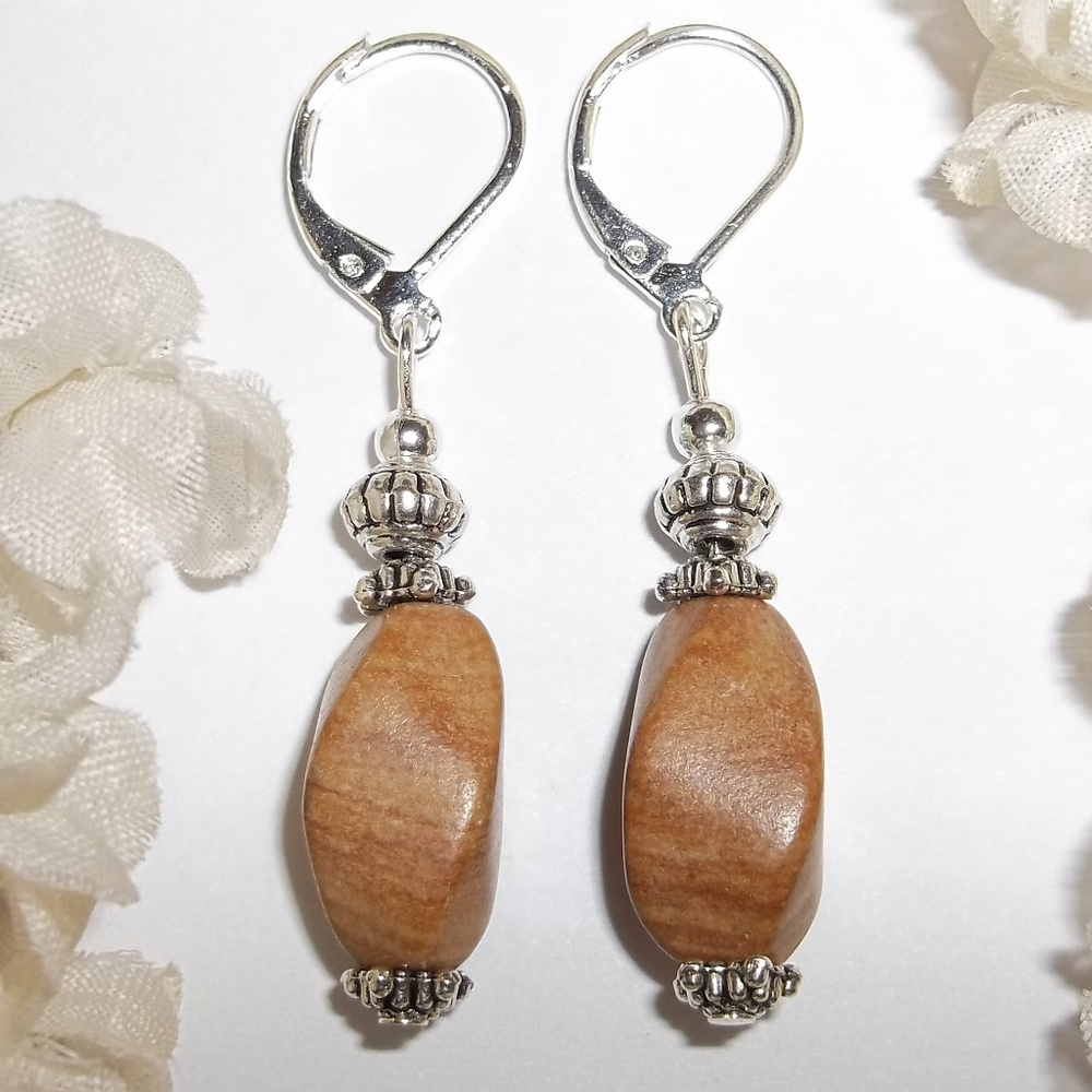 Earring, Earring, Earring, Brown Faux Jasper Earrings Boho Bohemian Set NWT 4893